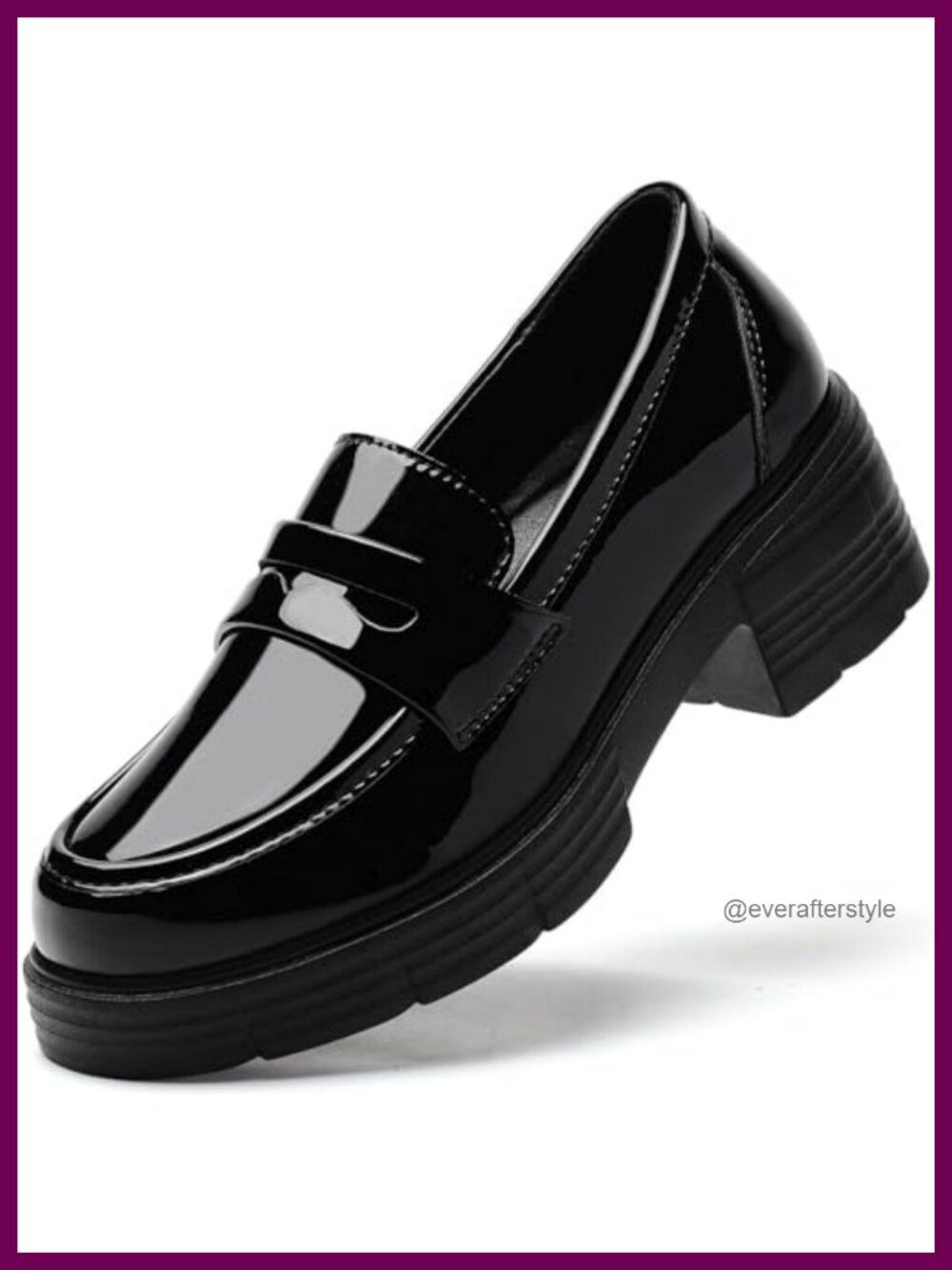 Women's Chunky Block Heel Loafer Penny Slip On Platform Faux Leather